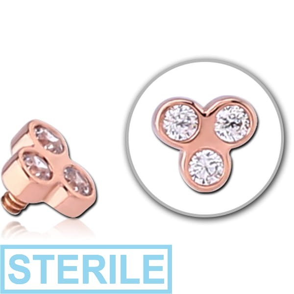 STERILE 14K ROSE GOLD JEWELLED ATTACHMENT FOR 1.2MM INTERNALLY THREADED PINS