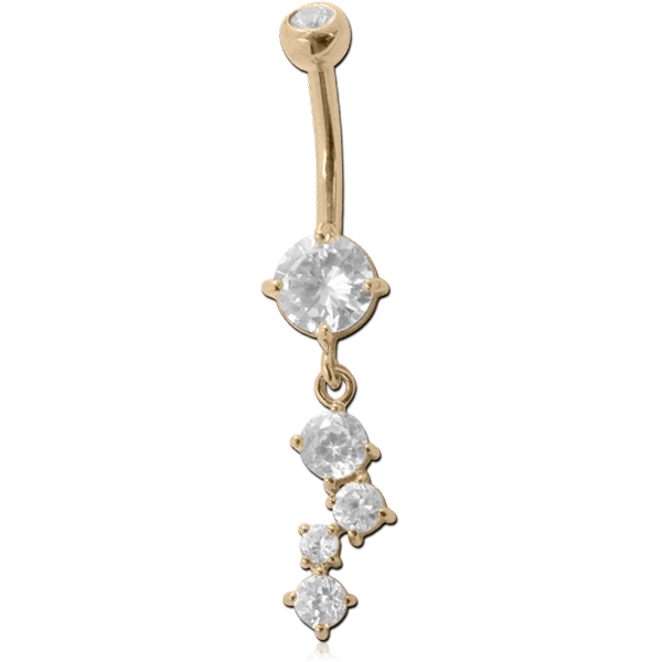 18K GOLD DOUBLE JEWELLED NAVEL BANANA WITH CZ CHARM