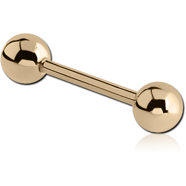 18K GOLD MICRO BARBELL WITH HOLLOW BALLS