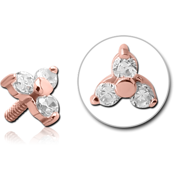 18K ROSE GOLD CLUB JEWELLED ATTACHMENT FOR 1.2MM INTERNALLY THREADED PINS