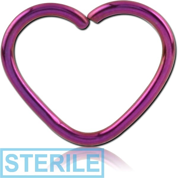 STERILE ANODISED SURGICAL STEEL HEART SEAMLESS RING