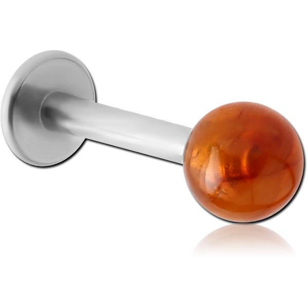 SURGICAL STEEL MICRO LABRET WITH AMBER BALL