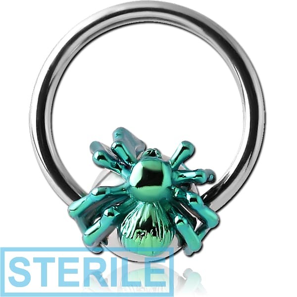 STERILE SURGICAL STEEL BALL CLOSURE RING WITH ANODISED SPIDER