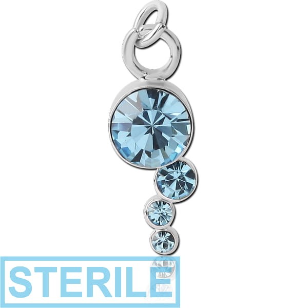 STERILE RHODIUM PLATED BRASS MULTI JEWELLED CHARM
