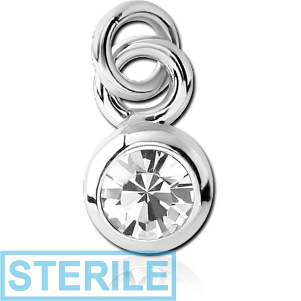 STERILE RHODIUM PLATED BRASS JEWELLED CHARM