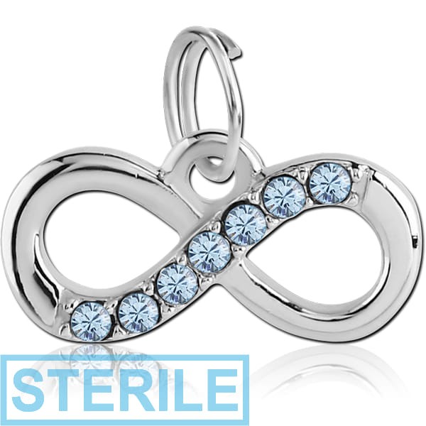 STERILE RHODIUM PLATED BRASS JEWELLED INFINITY CHARM