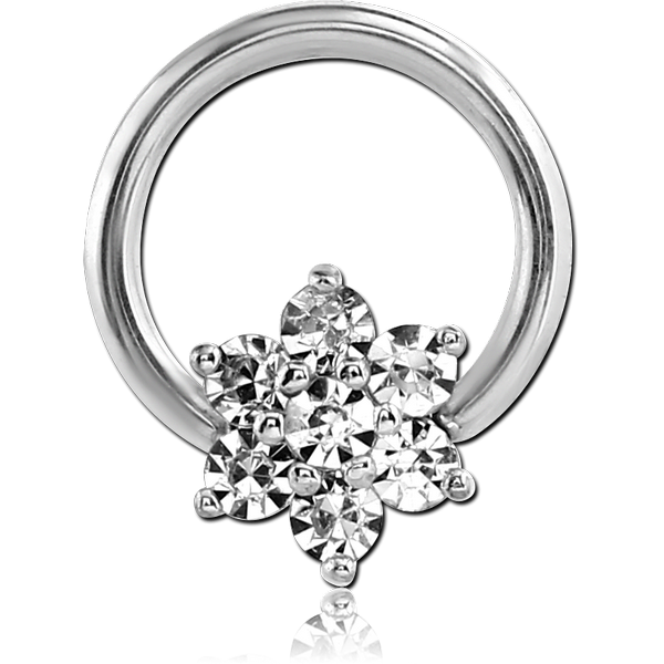 SURGICAL STEEL BALL CLOSURE RING WITH PRONG SET VALUE JEWELLED ATTACHMENT - STAR