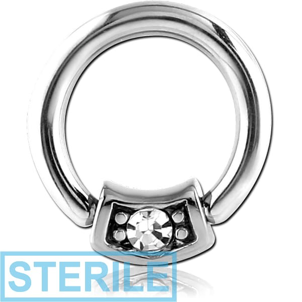 STERILE SURGICAL STEEL BALL CLOSURE RING WITH JEWELLED ATTACHMENT