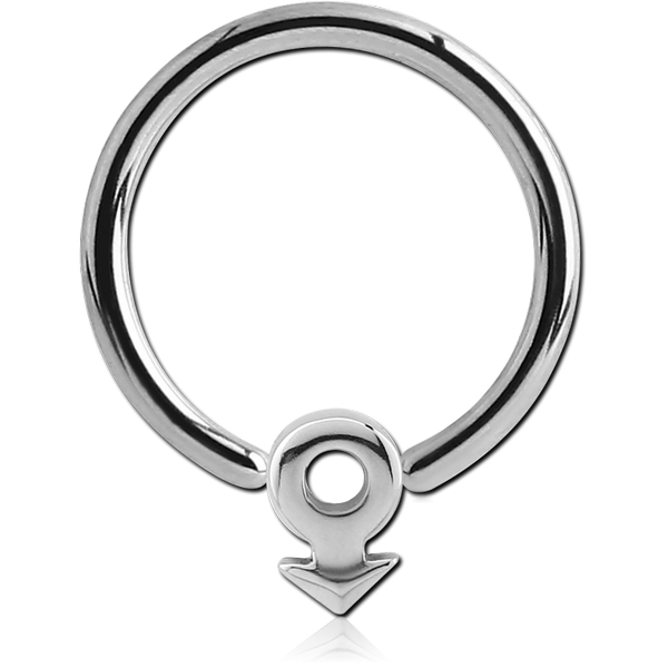 SURGICAL STEEL BALL CLOSURE RING WITH ATTACHMENT - MALE SIGN