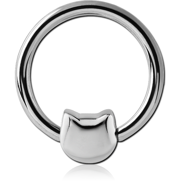 SURGICAL STEEL BALL CLOSURE RING WITH ATTACHMENT - KITTY HEAD