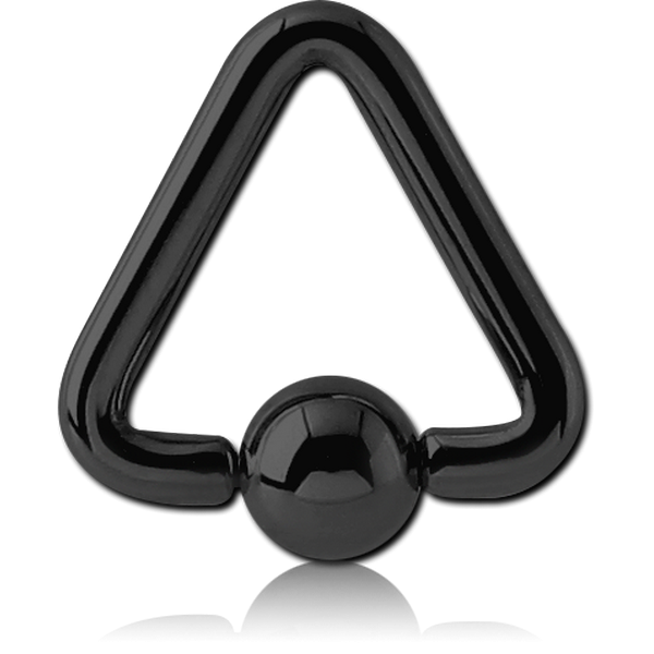 BLACK PVD COATED SURGICAL STEEL TRIANGLE BALL CLOSURE RING