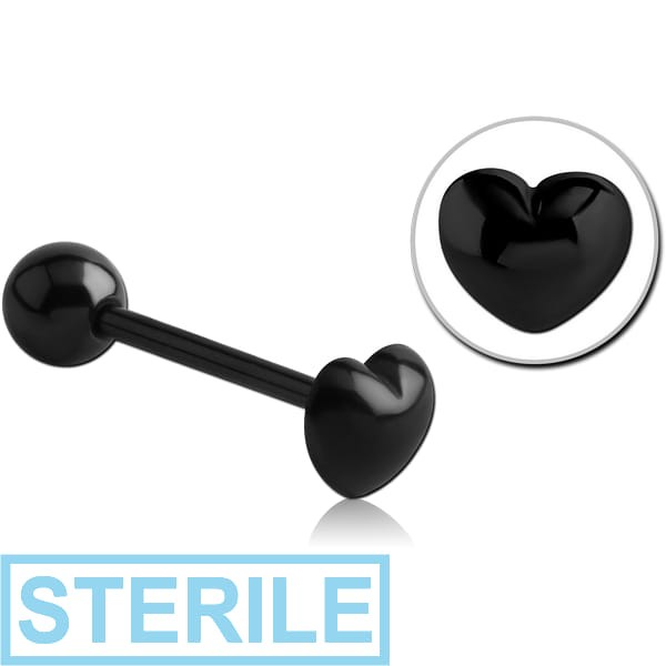STERILE BLACK PVD COATED SURGICAL STEEL BARBELL - HEART
