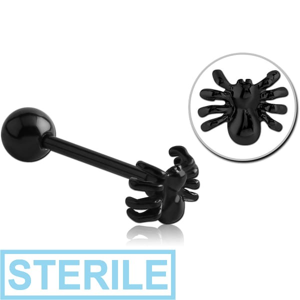 STERILE BLACK PVD COATED SURGICAL STEEL BARBELL - SPIDER