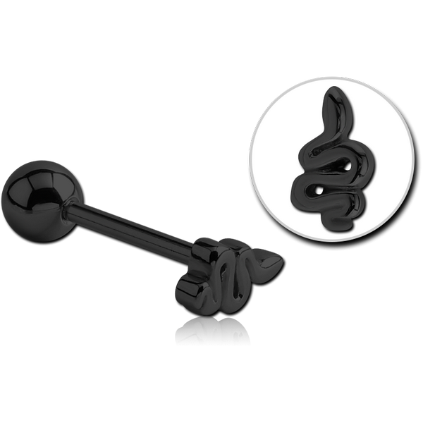 BLACK PVD COATED SURGICAL STEEL BARBELL - SNAKE