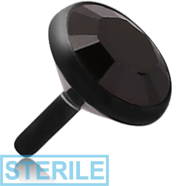 STERILE BLACK PVD COATED SURGICAL STEEL VALUE CRYSTAL JEWELLED PUSH FIT DISC FOR BIOFLEX INTERNAL LABRET
