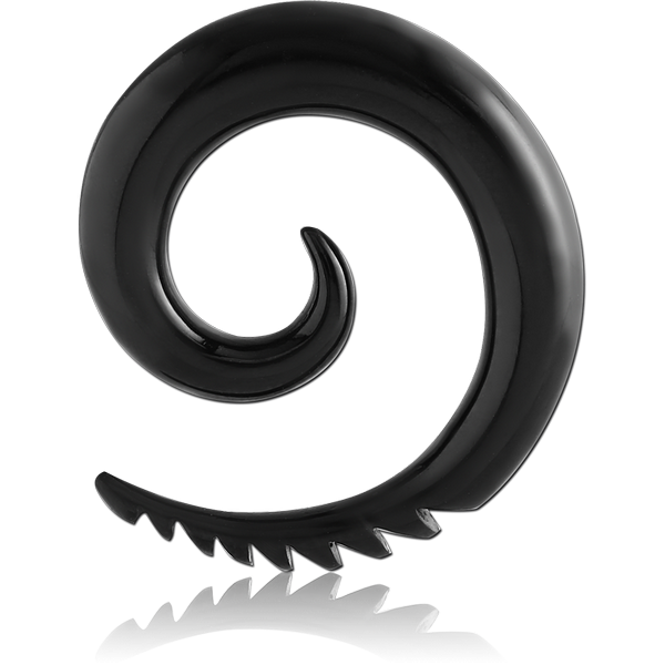 BLACK PVD COATED SURGICAL STEEL FEATHERED EAR SPIRAL