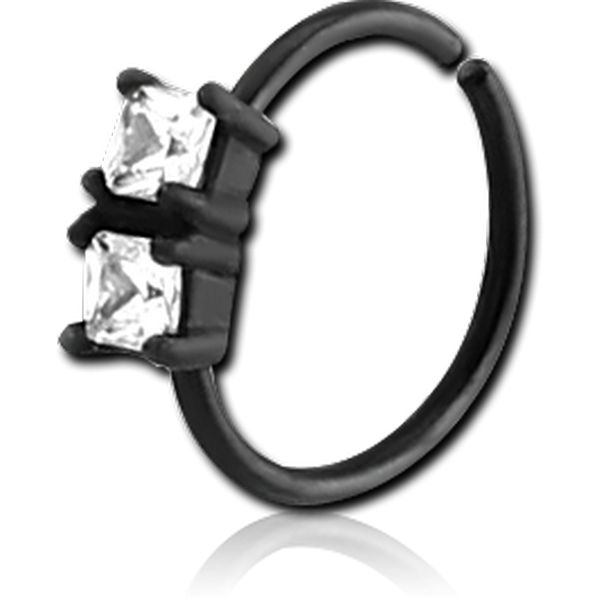 BLACK PVD COATED SURGICAL STEEL JEWELLED SEAMLESS RING