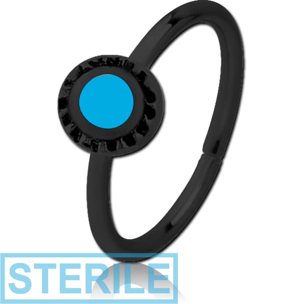 STERILE BLACK PVD COATED SURGICAL STEEL SEAMLESS RING WITH ENAMEL - CIRCLE