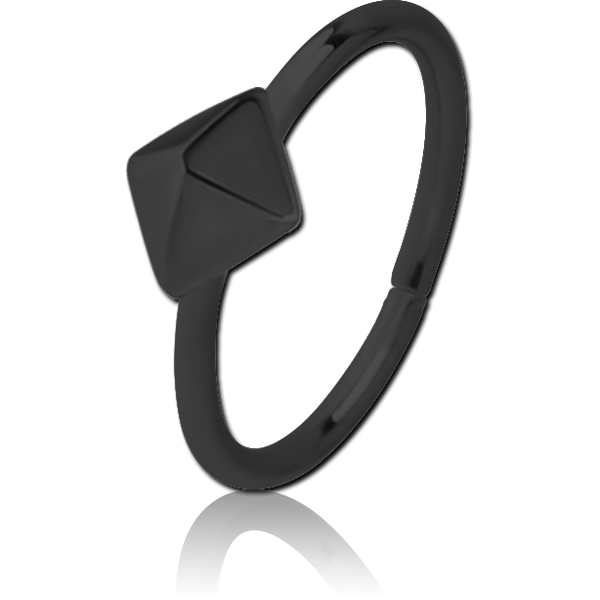 BLACK PVD COATED SURGICAL STEEL SEAMLESS RING - PYRAMID