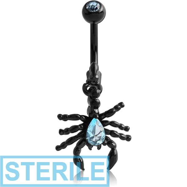 STERILE BLACK PVD COATED BRASS DOUBLE JEWELLED SCORPION NAVEL BANANA
