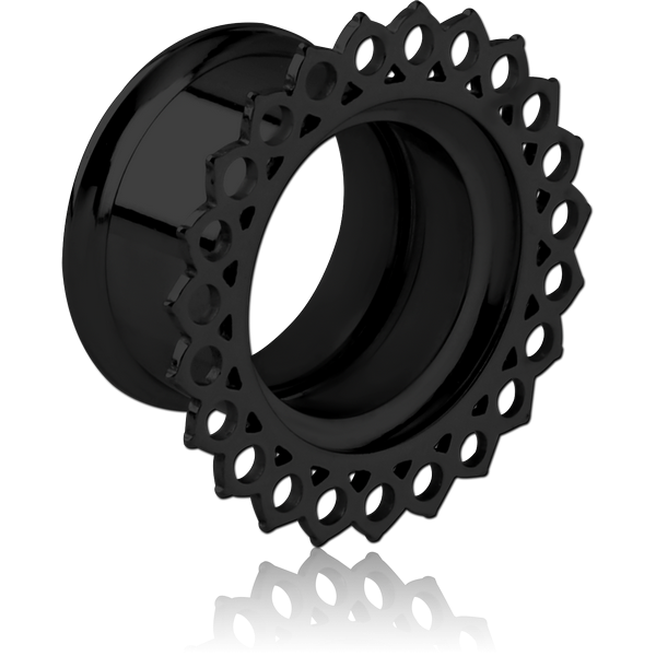 BLACK PVD COATED STAINLESS STEEL DOUBLE FLARED INTERNALLY THREADED TUNNEL