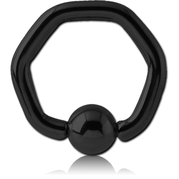 BLACK PVD COATED SURGICAL STEEL HEXAGON BALL CLOSURE RING