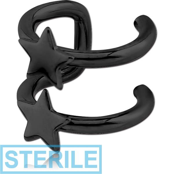 STERILE BLACK PVD COATED SURGICAL STEEL ILLUSION EAR CUFF