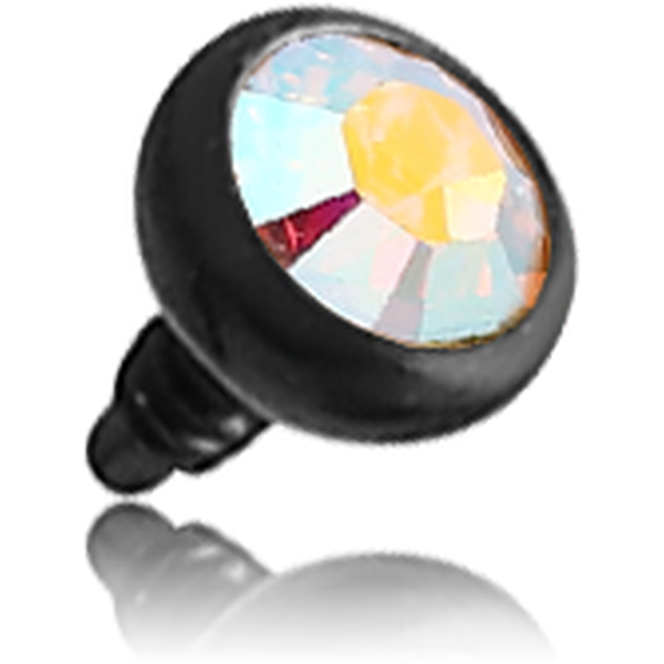 BLACK PVD SURGICAL STEEL HIGH END CRYSTAL JEWELLED BALL FOR 1.6MM INTERNALLY THREADED PIN