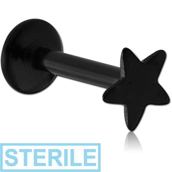 STERILE BLACK PVD COATED SURGICAL STEEL INTERNALLY THREADED MICRO LABRET WITH STAR