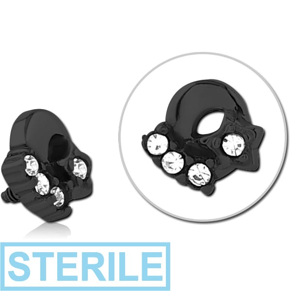 STERILE BLACK PVD COATED SURGICAL STEEL JEWELLED MICRO ATTACHMENT FOR 1.2MM INTERNALLY THREADED PINS - PLAIN MOON AND STARS