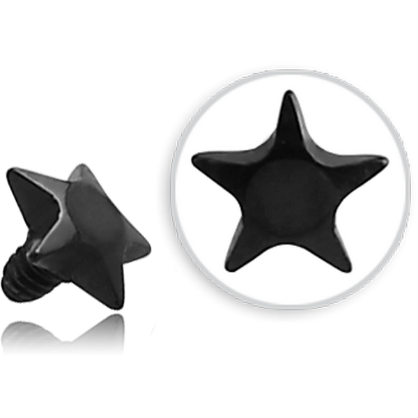 BLACK PVD COATED SURGICAL STEEL STAR FOR 1.6MM INTERNALLY THREADED PINS