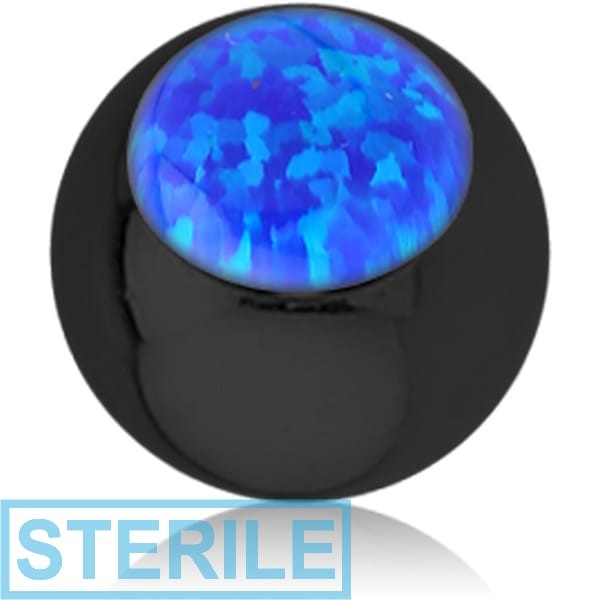 STERILE BLACK PVD COATED SURGICAL STEEL JEWELLED BALL WITH SYNTHETIC OPAL