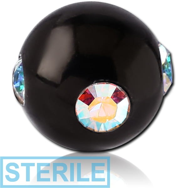 STERILE BLACK PVD COATED SURGICAL STEEL JEWELLED SATELLITE BALL