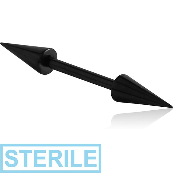 STERILE BLACK PVD COATED SURGICAL STEEL MICRO BARBELL WITH LONG CONES