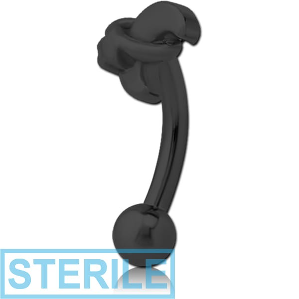 STERILE BLACK PVD COATED SURGICAL STEEL FANCY CURVED MICRO BARBELL - ANNULAR ECLIPSE AND STAR