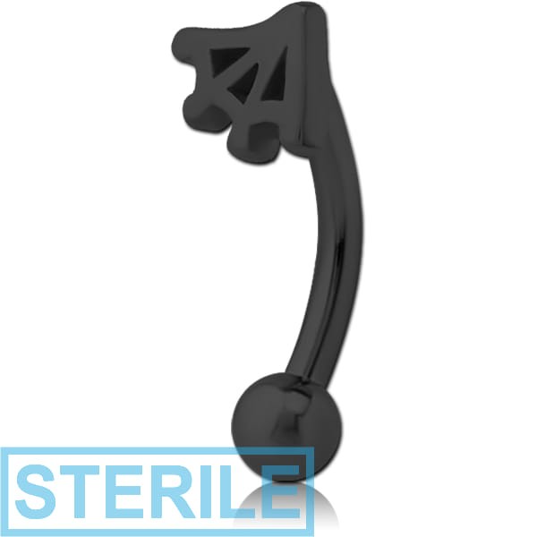STERILE BLACK PVD COATED SURGICAL STEEL FANCY CURVED MICRO BARBELL - WEB