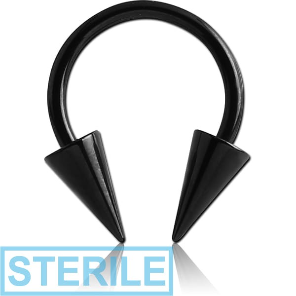 STERILE BLACK PVD COATED SURGICAL STEEL MICRO CIRCULAR BARBELL WITH LONG CONES