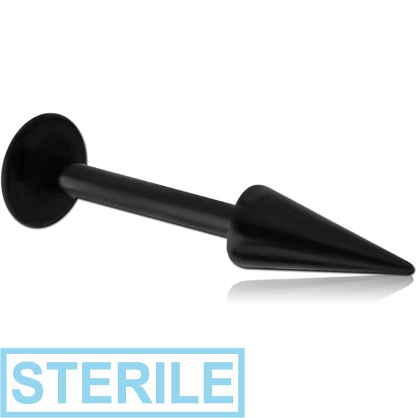 STERILE BLACK PVD COATED SURGICAL STEEL MICRO LABRET WITH LONG CONE