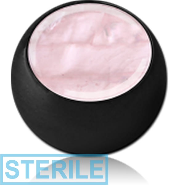 STERILE BLACK PVD COATED SURGICAL STEEL SYNTHETIC MOTHER OF PEARL MICRO BALL