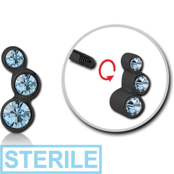 STERILE BLACK PVD COATED SURGICAL STEEL MICRO THREADED JEWELLED ATTACHMENT