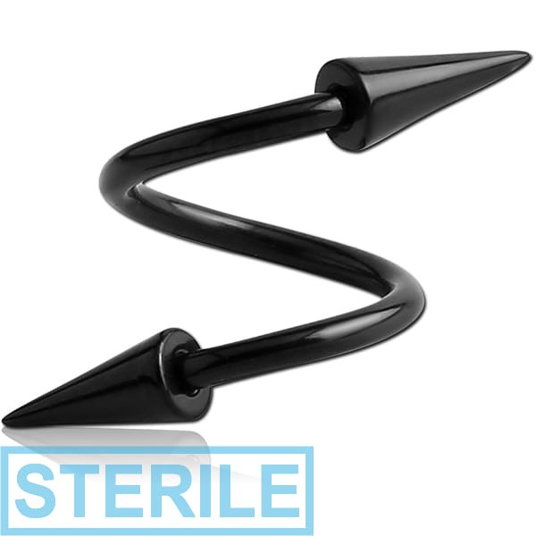 STERILE BLACK PVD COATED SURGICAL STEEL MICRO BODY SPIRAL WITH LONG CONES