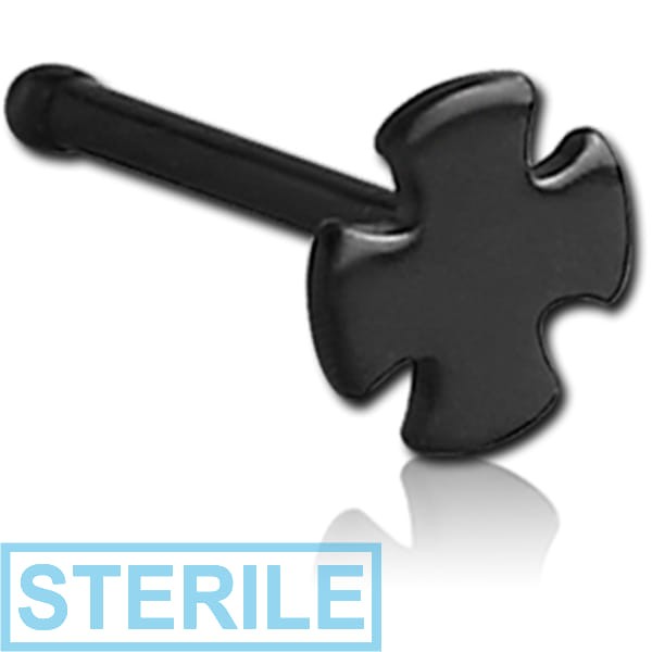 STERILE BLACK PVD COATED SURGICAL STEEL IRON CROSS NOSE BONE