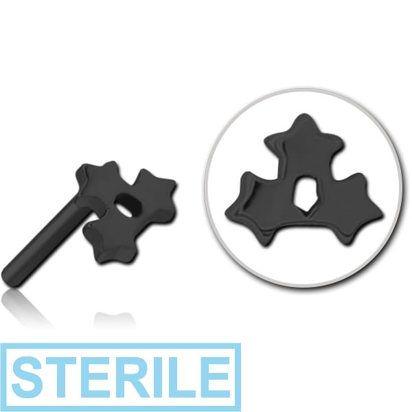 STERILE BLACK PVD COATED SURGICAL STEEL THREADLESS ATTACHMENT - TRIPLE STAR