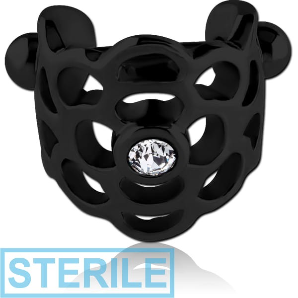 STERILE BLACK PVD COATED SURGICAL STEEL JEWELLED CARTILAGE SHIELD