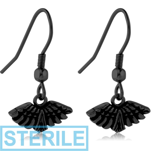 STERILE BLACK PVD COATED SURGICAL STEEL EARRINGS - ANGELS