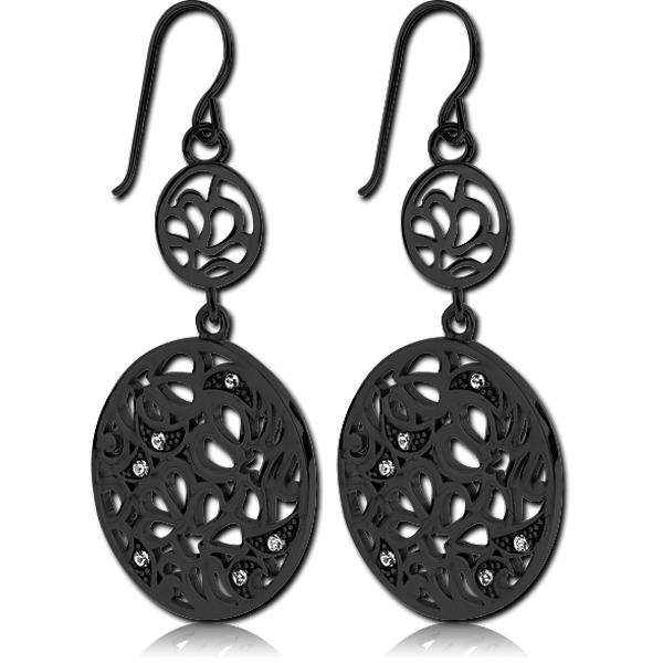 BLACK PVD COATED SURGICAL STEEL EARRINGS - BIG AND SMALL CIRCLES