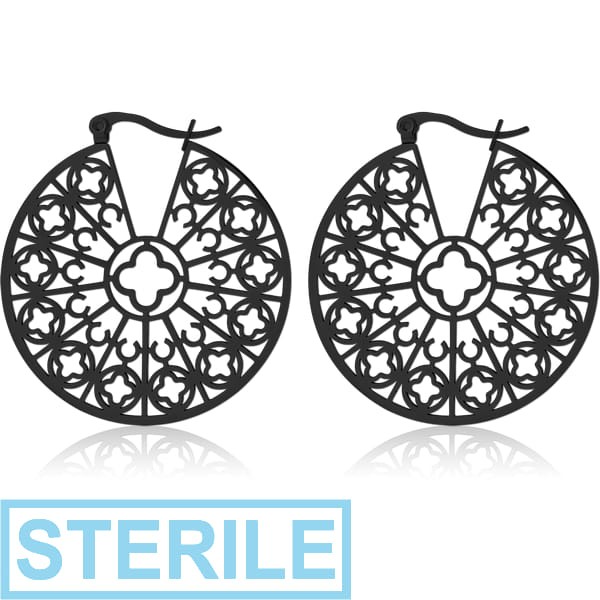 STERILE BLACK PVD COATED SURGICAL STEEL HOOP EARRINGS