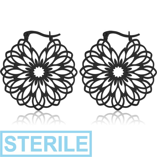STERILE BLACK PVD COATED SURGICAL STEEL HOOP EARRINGS