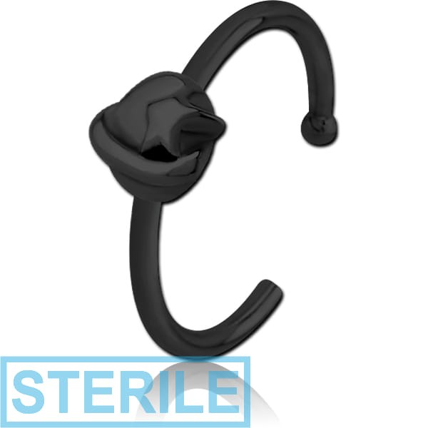 STERILE BLACK PVD COATED SURGICAL STEEL OPEN NOSE RING - EYE STAR