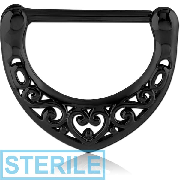 STERILE BLACK PVD COATED SURGICAL STEEL NIPPLE CLICKER - FILIGREE